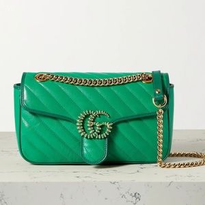 GG Marmont 2.0 Small Green Embellished Quilted Leather Shoulder Bag